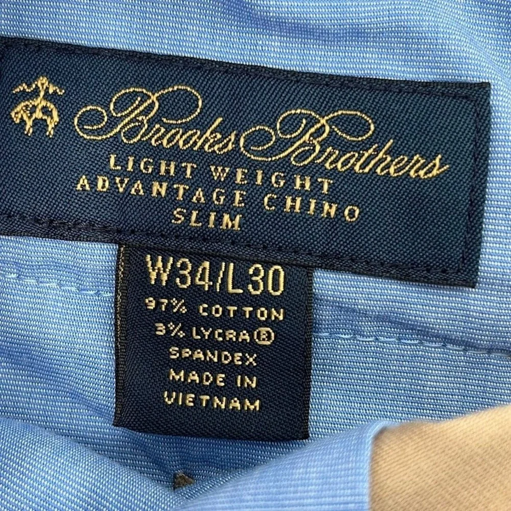 Brooks Brothers Lightweight Advantage Chino Slim Fit Khaki‎ Pants Mens 34x30*tag